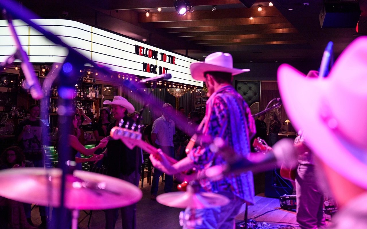 Shot of band playing at Magic Rat