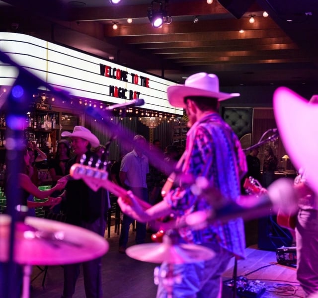 Shot of band playing at Magic Rat
