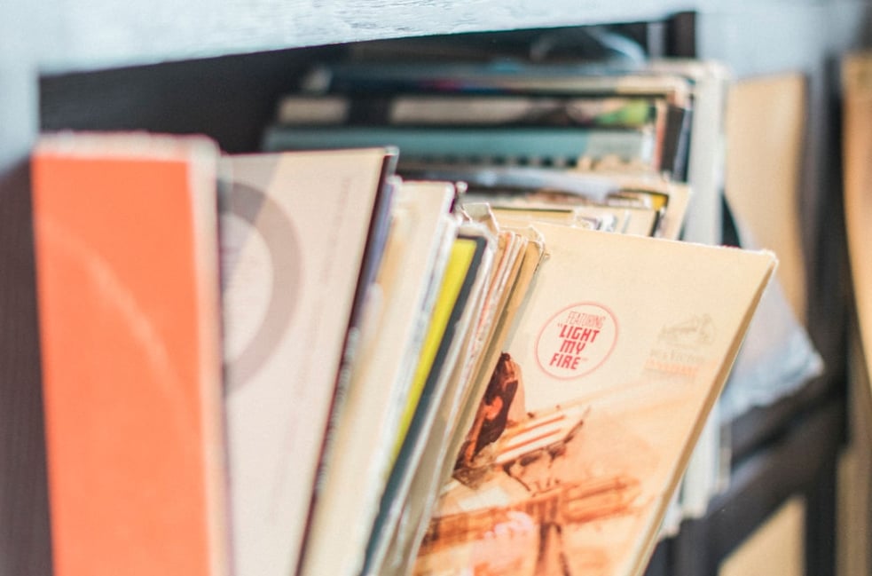 vinyl record on a shelf