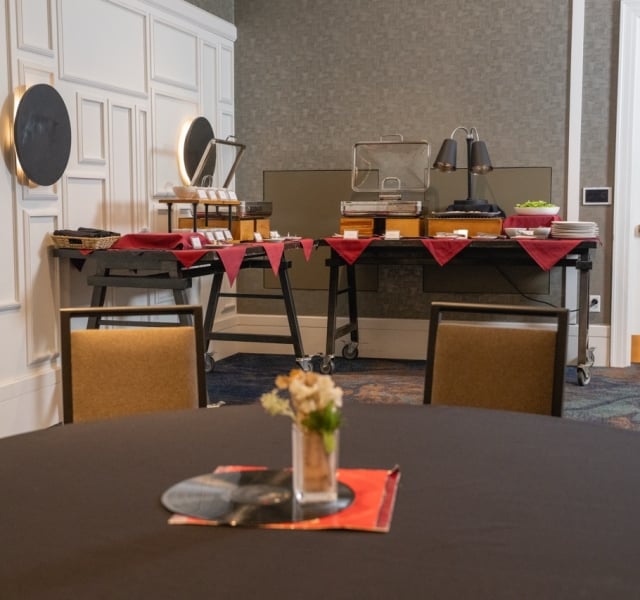 Group catering set up for an event held at the Elizabeth Hotel