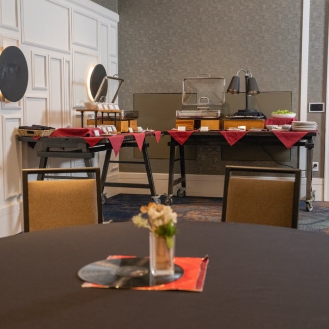 Group catering set up for an event held at the Elizabeth Hotel